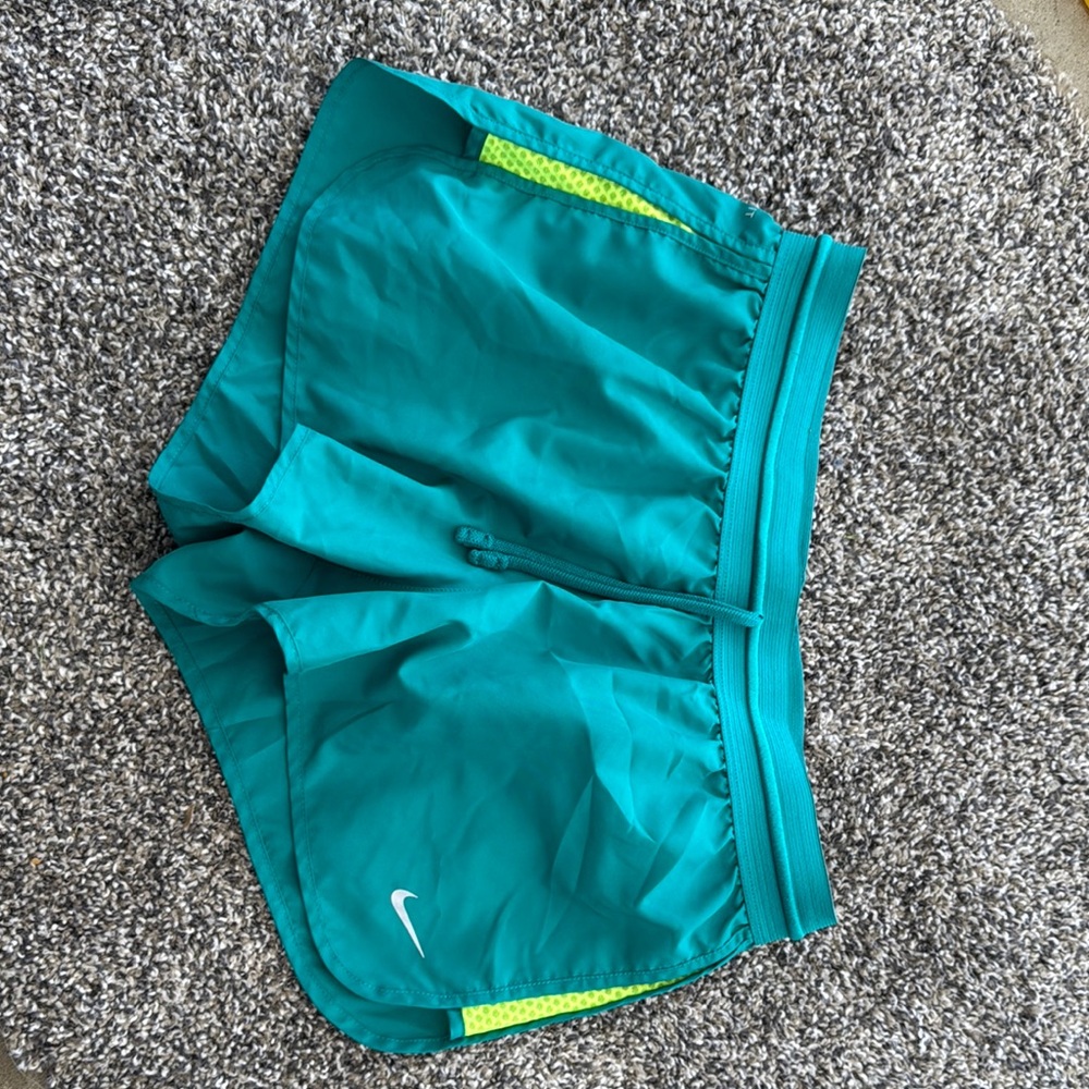 Nike Teal Shorts with Bright Yellow Highlights